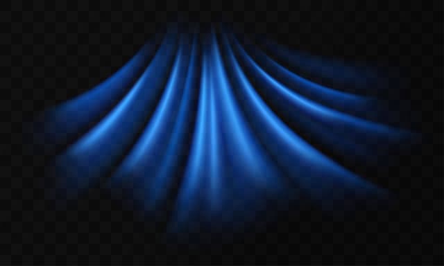 A blue curtain on a transparent background.