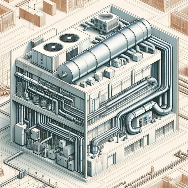 An illustration of a building with pipes and pipes.