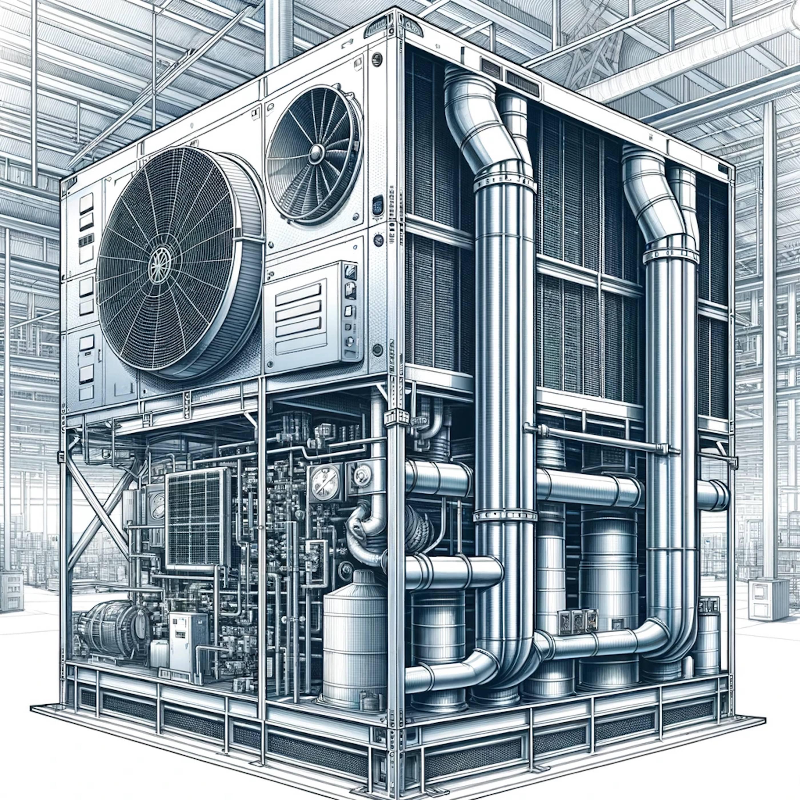 example of a massive make-up air unit - technical drawing